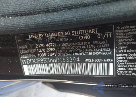 2011 Mercedes-Benz C 300 Sport 4Matic из США, поврежденный, VIN WDDGF8BB6BR163394